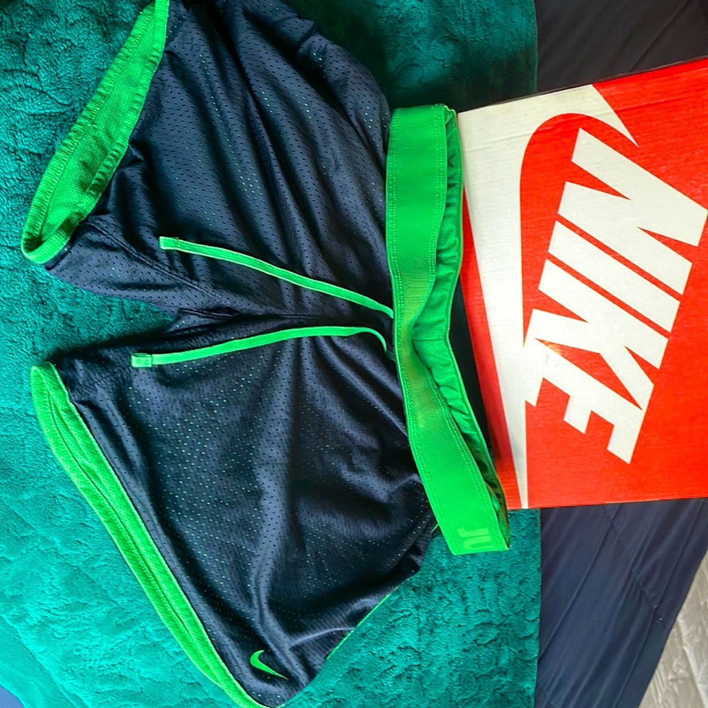 Vintage Nike Running Shorts Navy Blue and Vibrant Kelly Green. VGUC.